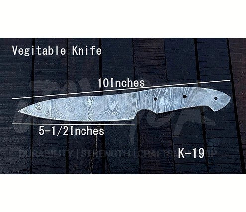 Damascus Steel Vegetable Cutting Knife Blank – K19