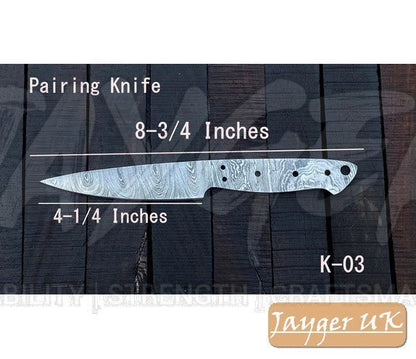 Handmade Damascus Kitchen Paring Knife Blank – K3