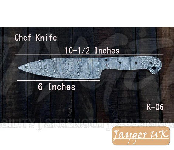 Handmade Damascus Steel Chef Knife Blank Blade – K6