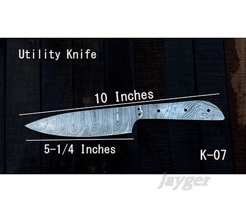 Damascus Steel Utility Knife Blade Blank – K7