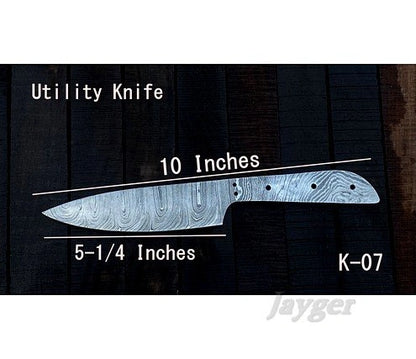 Damascus Steel Utility Knife Blade Blank – K7