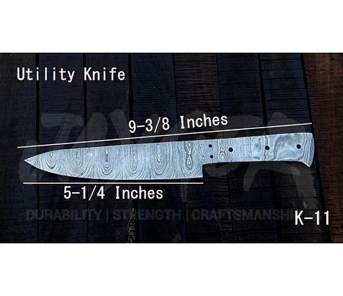 Handmade Damascus Steel Utility Knife Blank Blade – K11