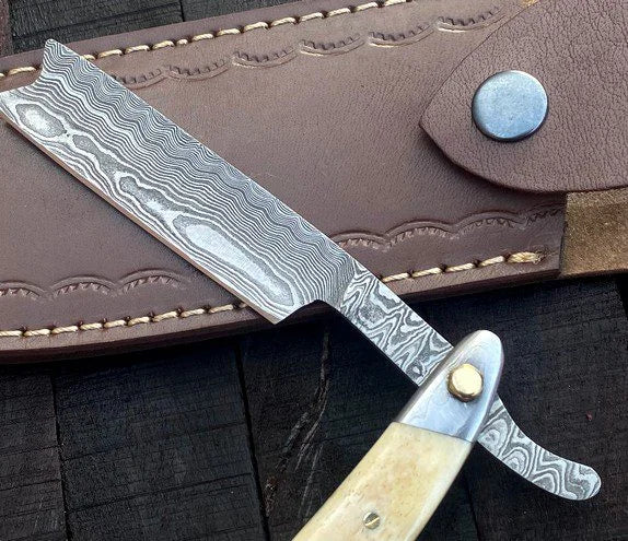 Damascus Cut throat Straight Razor Leather Cover – RD2