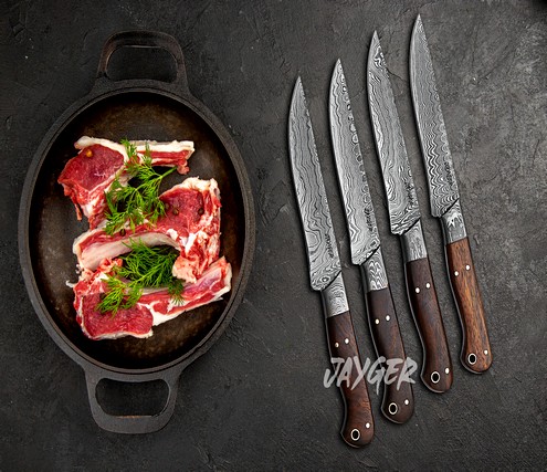 4Pcs Damascus Steak Knife Set - Minimal