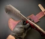 Handmade Damascus Steel Billhook With Leather Sheath - Image 3