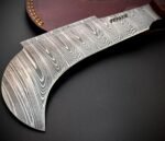 Handmade Damascus Steel Billhook With Leather Sheath - Image 5